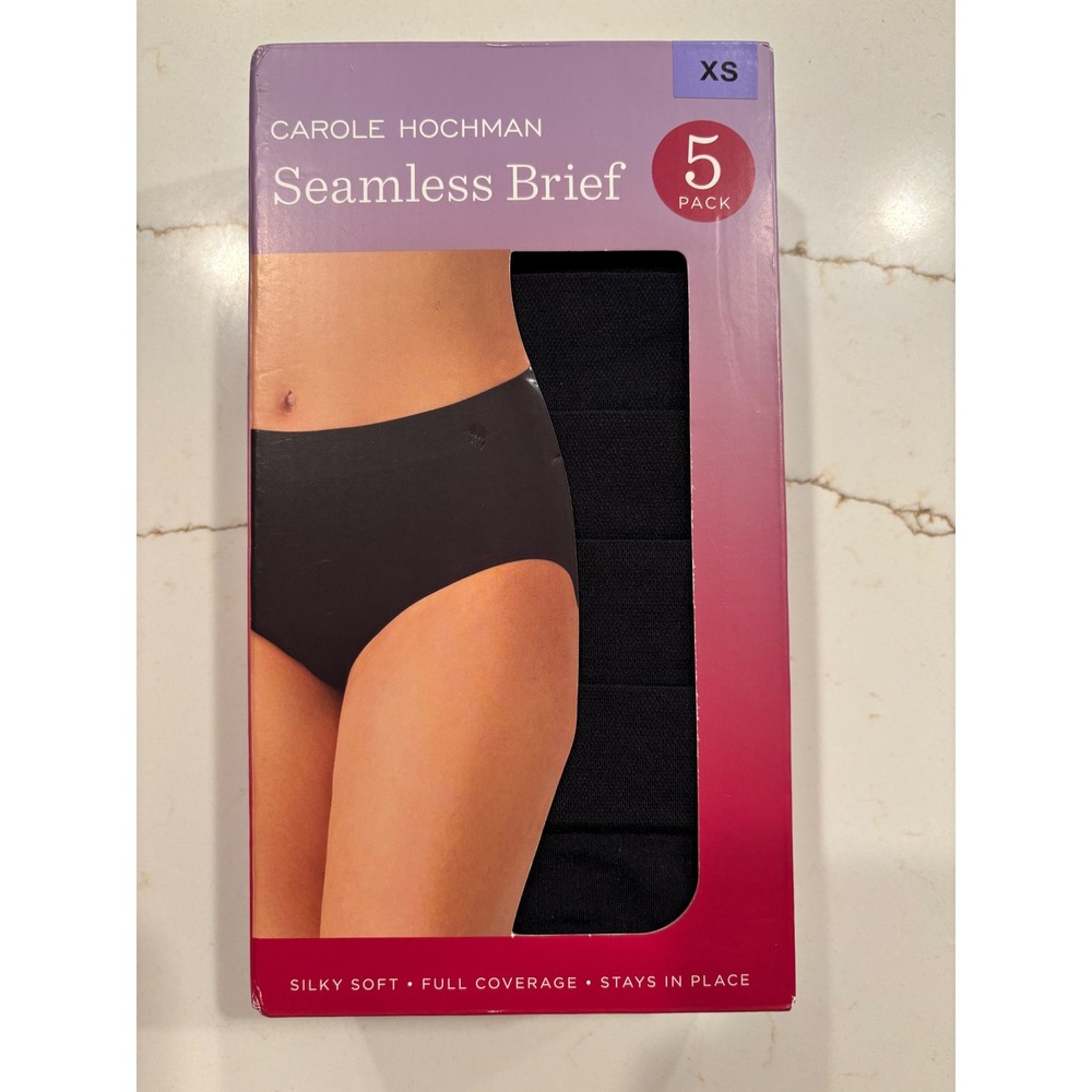 Carole Hochman XS Seamless Brief 5 Pack Women Black NEW